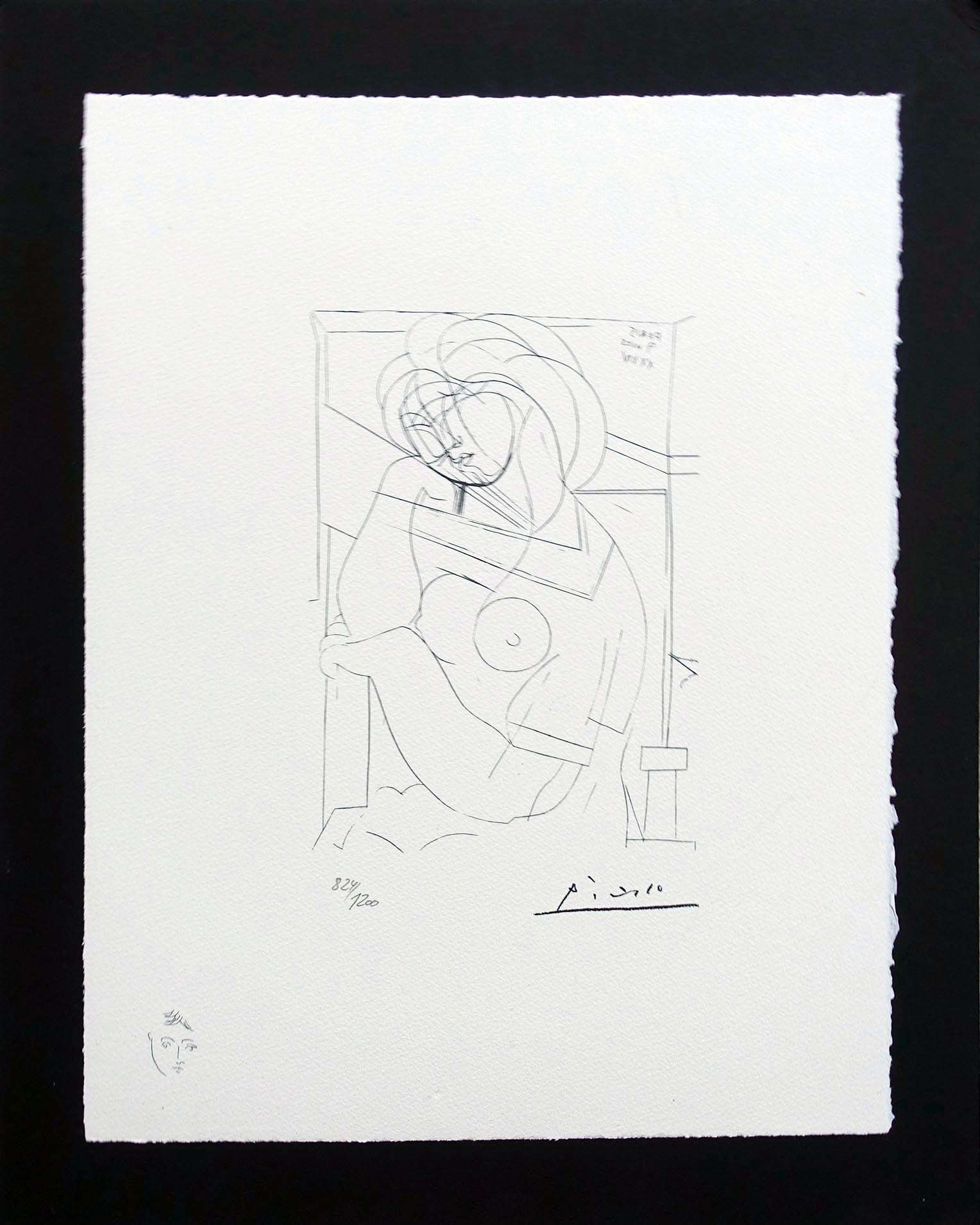 Femme assise la main sur la joue. Suite Vollard planche XXI.