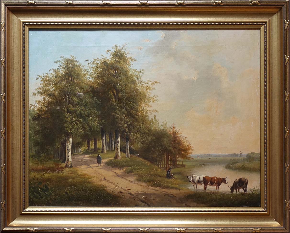 Andries Wiemans. Paysage au dessinateur. Achat école hollandaise, achat art XIXeme, achat tableau, art pour décoration