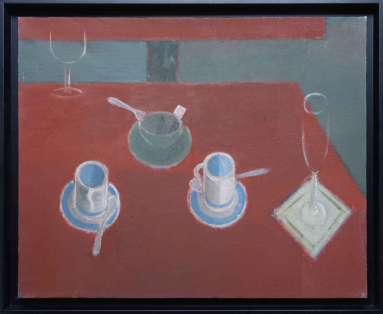 Alex Berdal. Au café. Huile sur toile, achat art, achat nature morte, achat tableau,