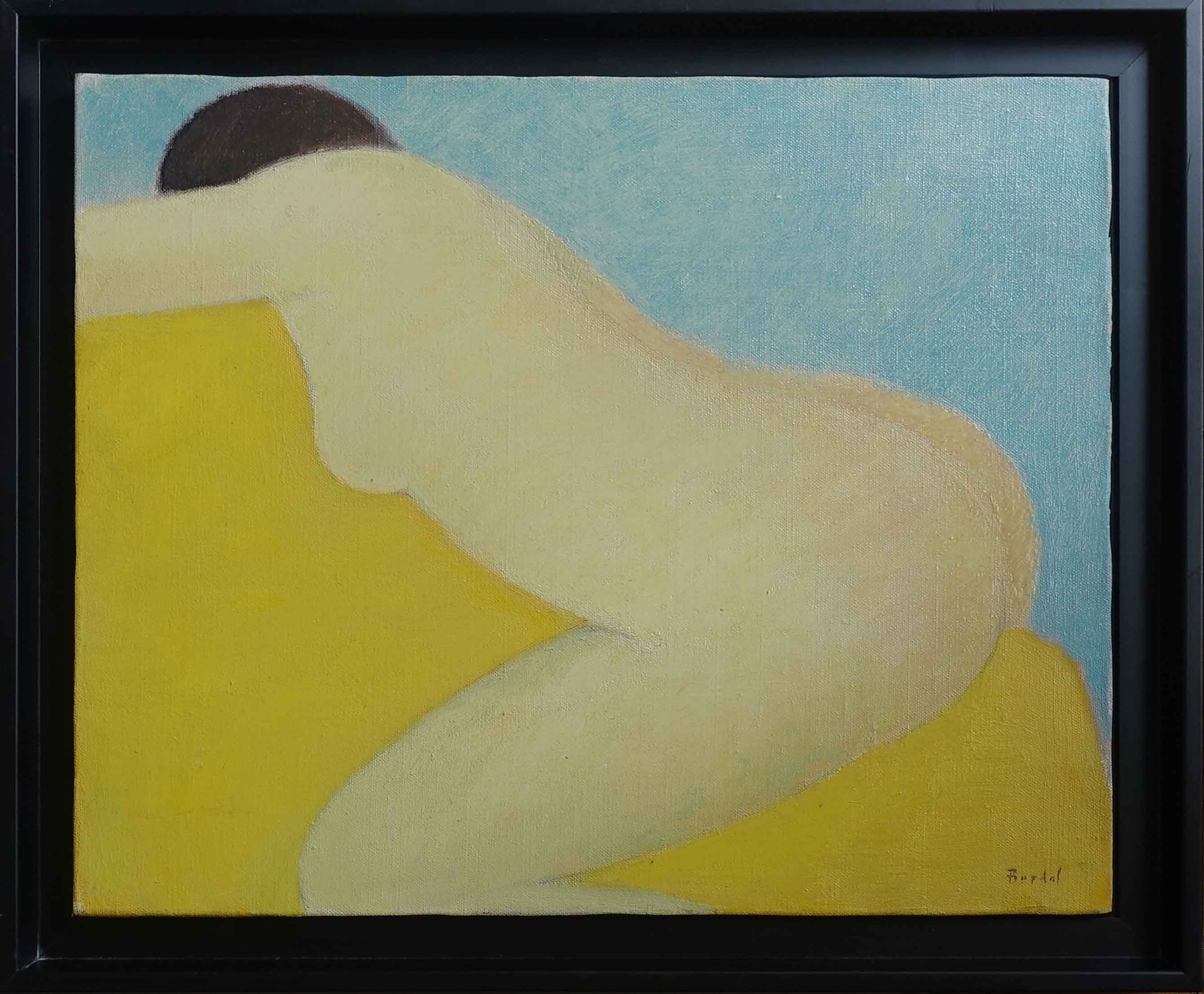Alex Berdal, Le canapé jaune. Huile sur toile.