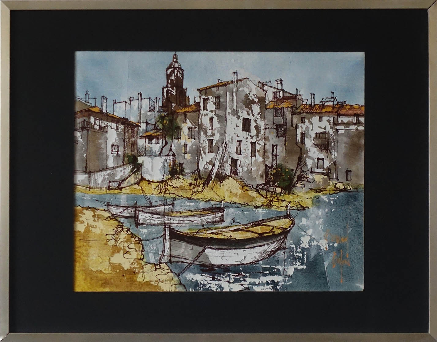 Bernard Dufour. Bateaux au port. Achat art; achat marine, achat art moderne, achat tableau