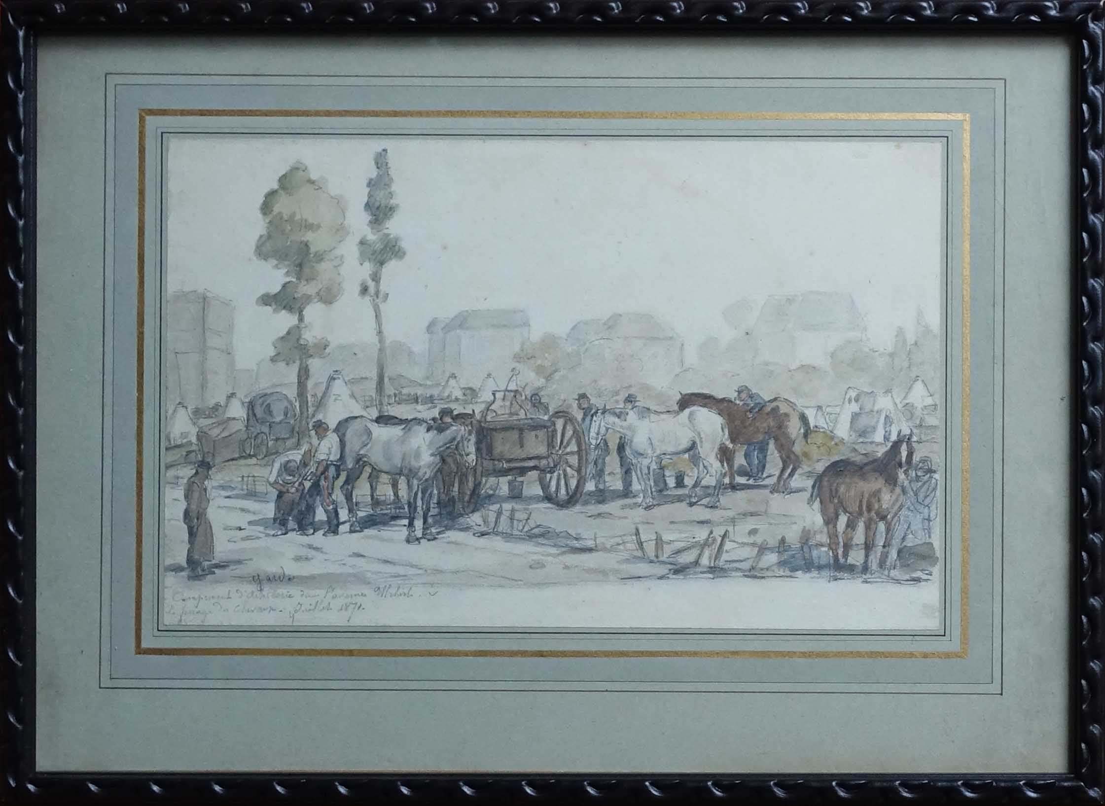 Campement militaire avenue Ulrich ( future avenue Foch) pendant la guerre de 1870. Achat art, militaria, tableau décoration