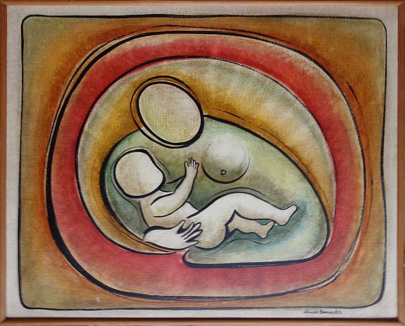 Claude Braun, Maternité. Huile sur toile. Achat art, achat tableau