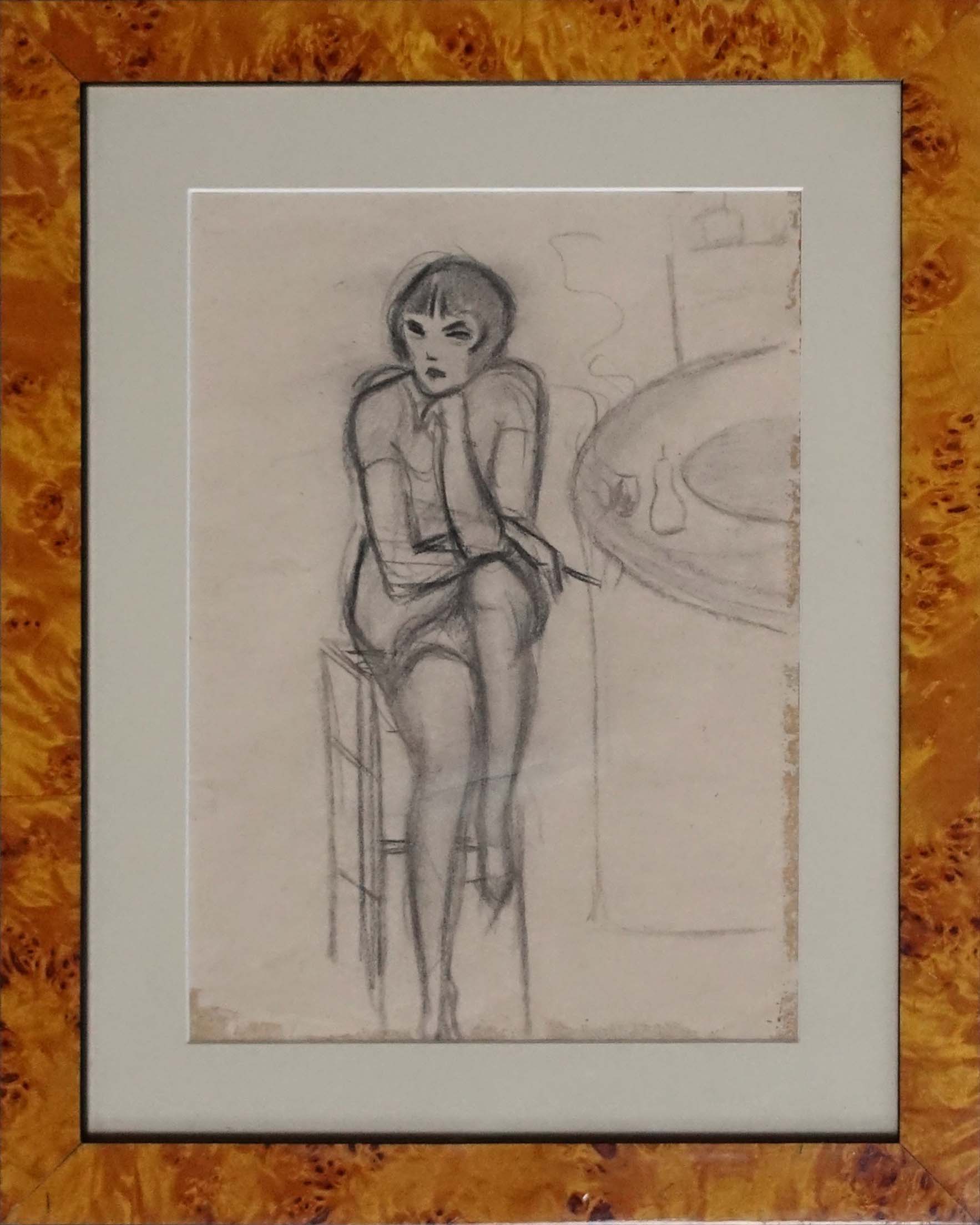 Kiki de Montparnasse. Crayon gras. Achat tableau, achat dessin, achat années folles