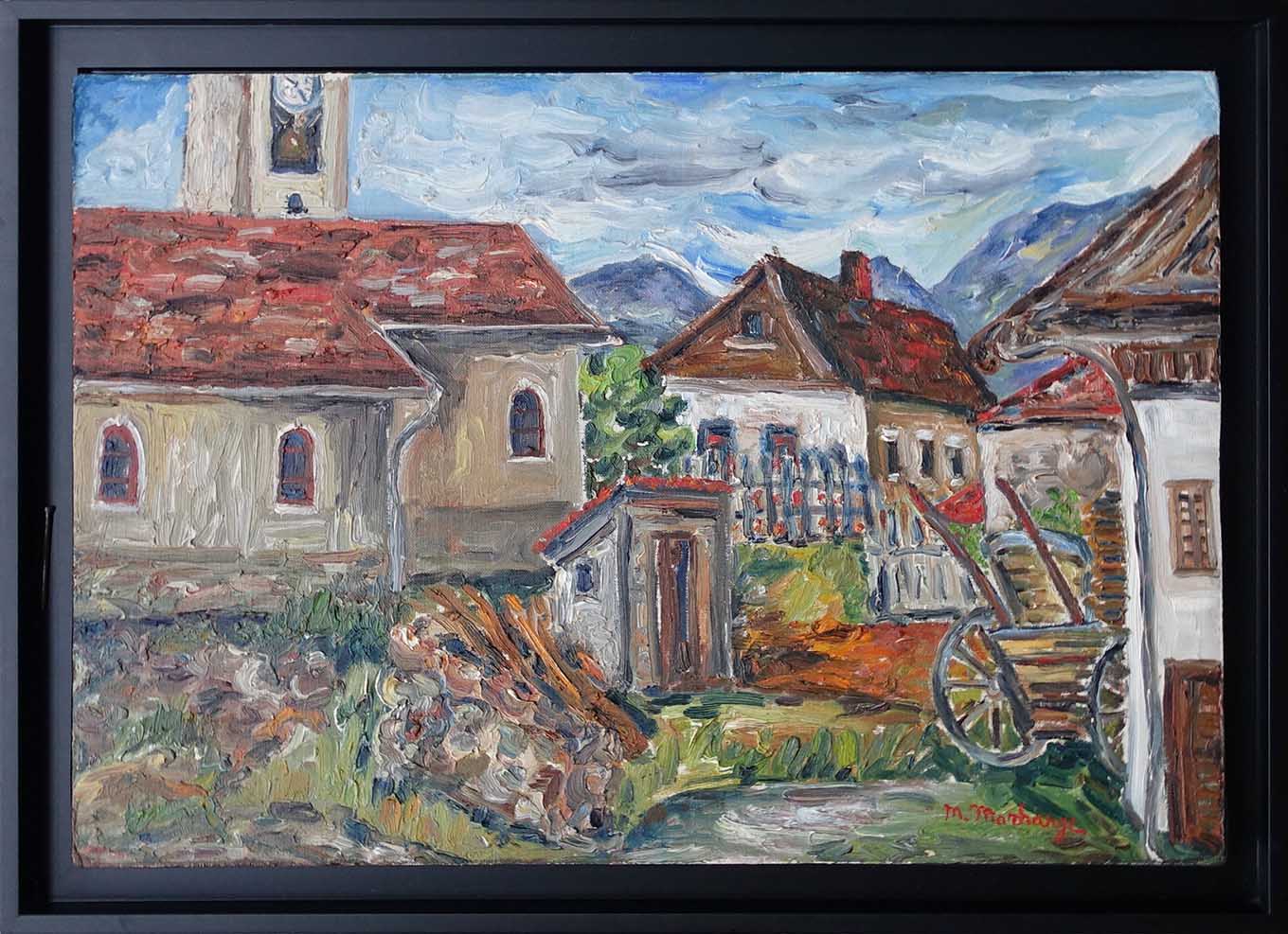 Motia Morhange. Village de montagne. Achat art, tableau, décoration