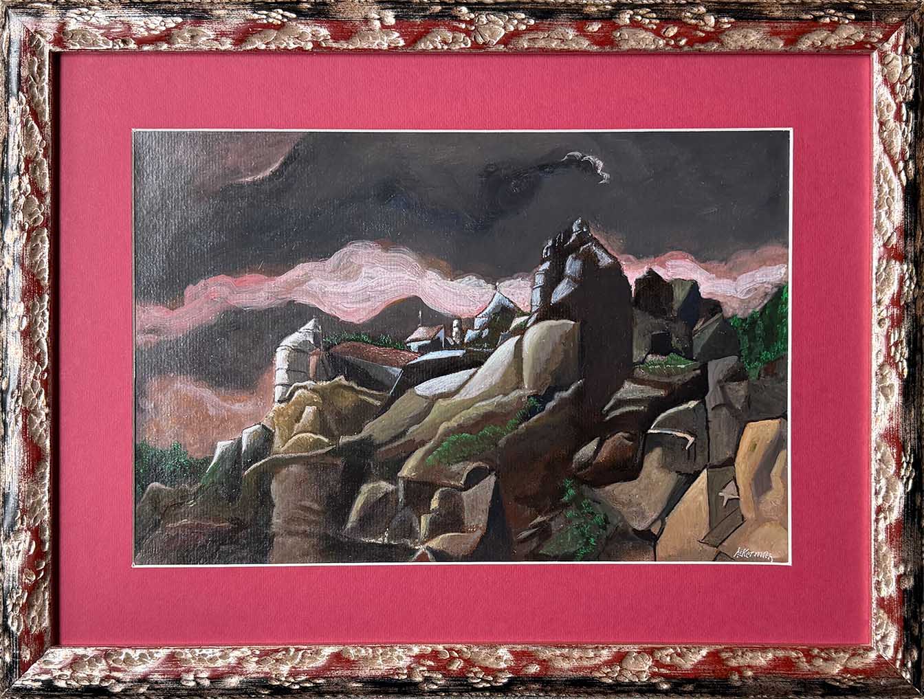Paul Ackerman. Château et rochers. Achat tableau, achat art moderne, achat judaïca,