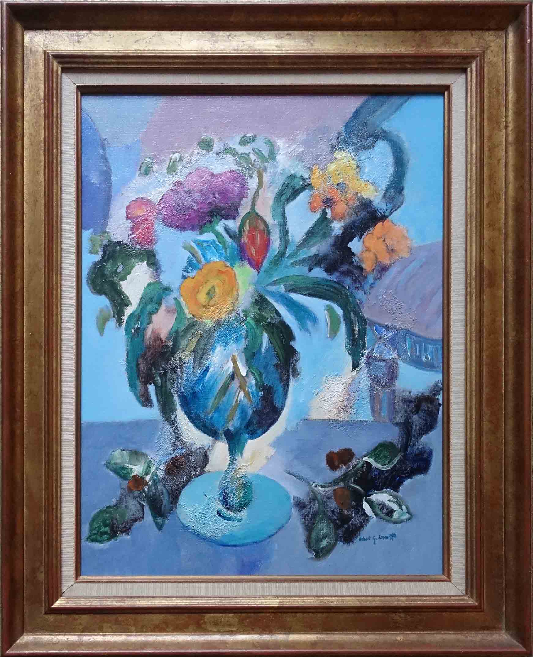 Robert G. Schmidt. Bouquet dans le verre de cristal. Achat tableau, achat art moderne