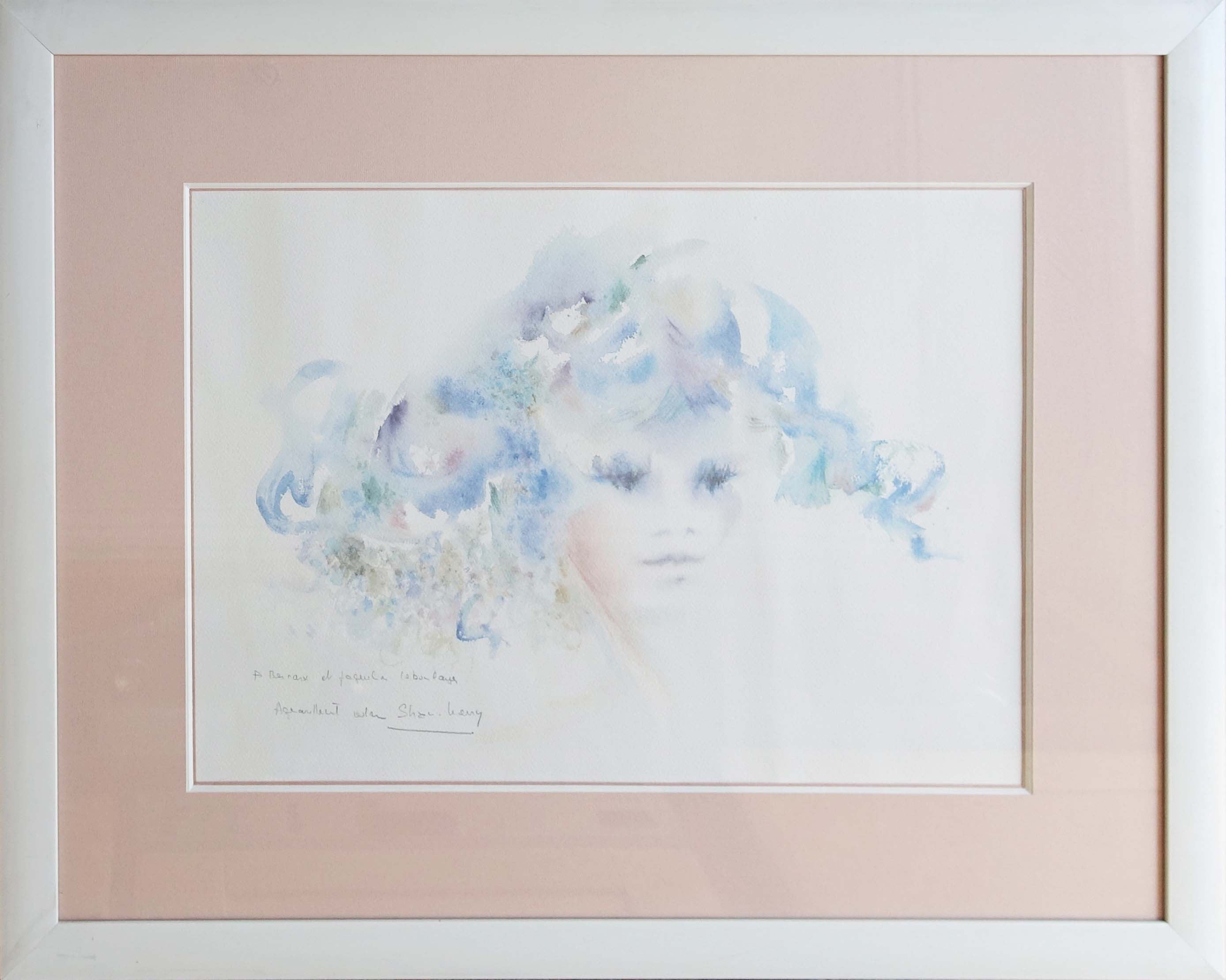 Shan-Merry. Rêverie en bleu. Aquarelle. Achat aquarelle. Achat tableau. 
