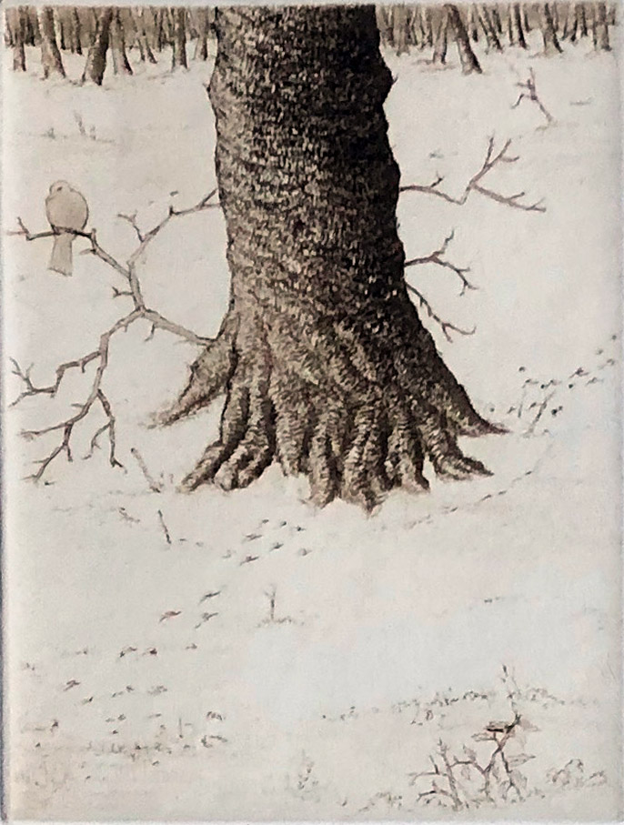 T. Ogaki, Au pied de l'arbre. Gravure. Achat gravue, achat aquateinte, achat art japonais, achat graveur japonais