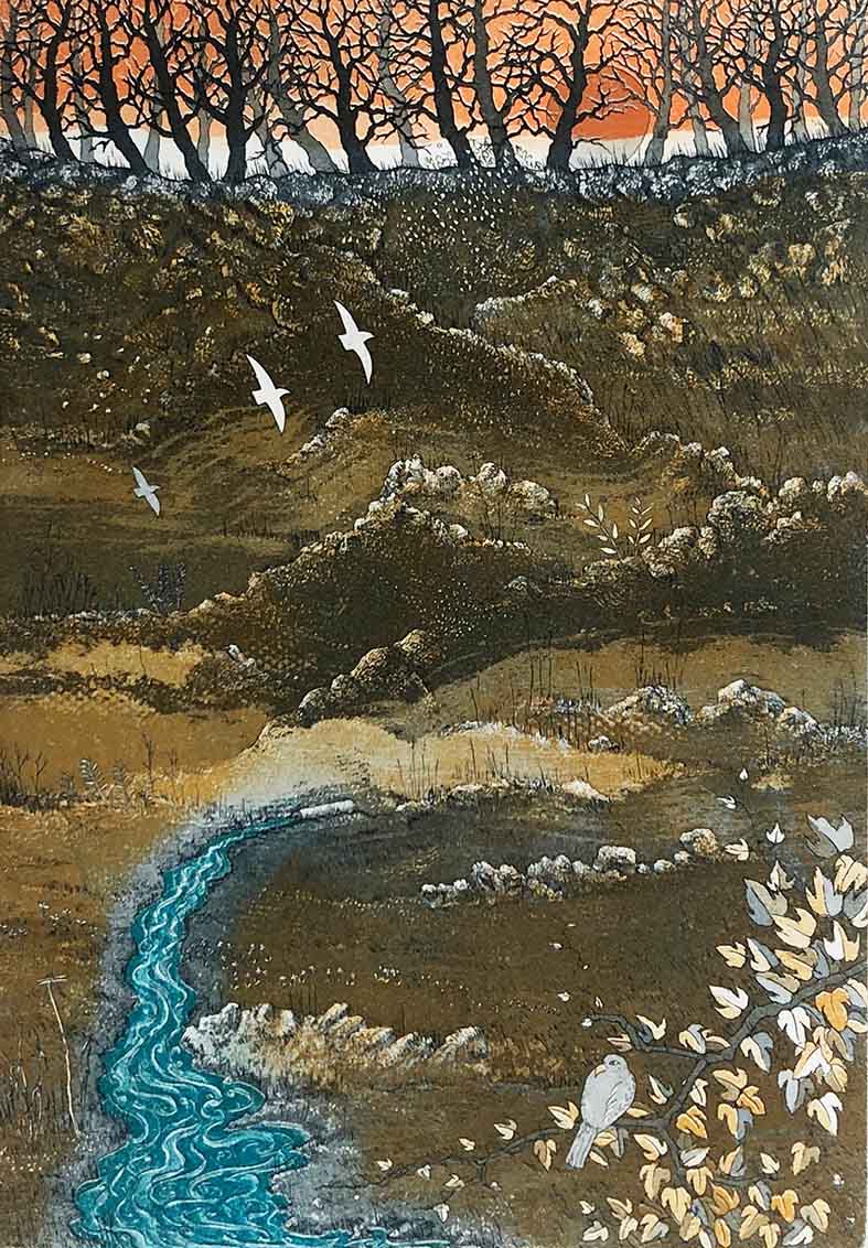 T. Ogaki. Près de la source. Gravure. Achat gravure, achat art japonais, achat gravure XXeme