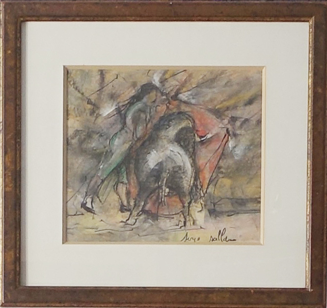 Serge Sallan. Toromachie N°1. Pastel sur papier. Achat art, décoration tableau