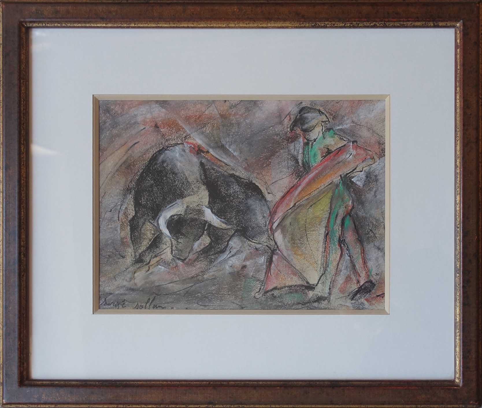 Serge Sallan. Toromachie N°2. Pastel sur papier. Achat art, décoration tableau