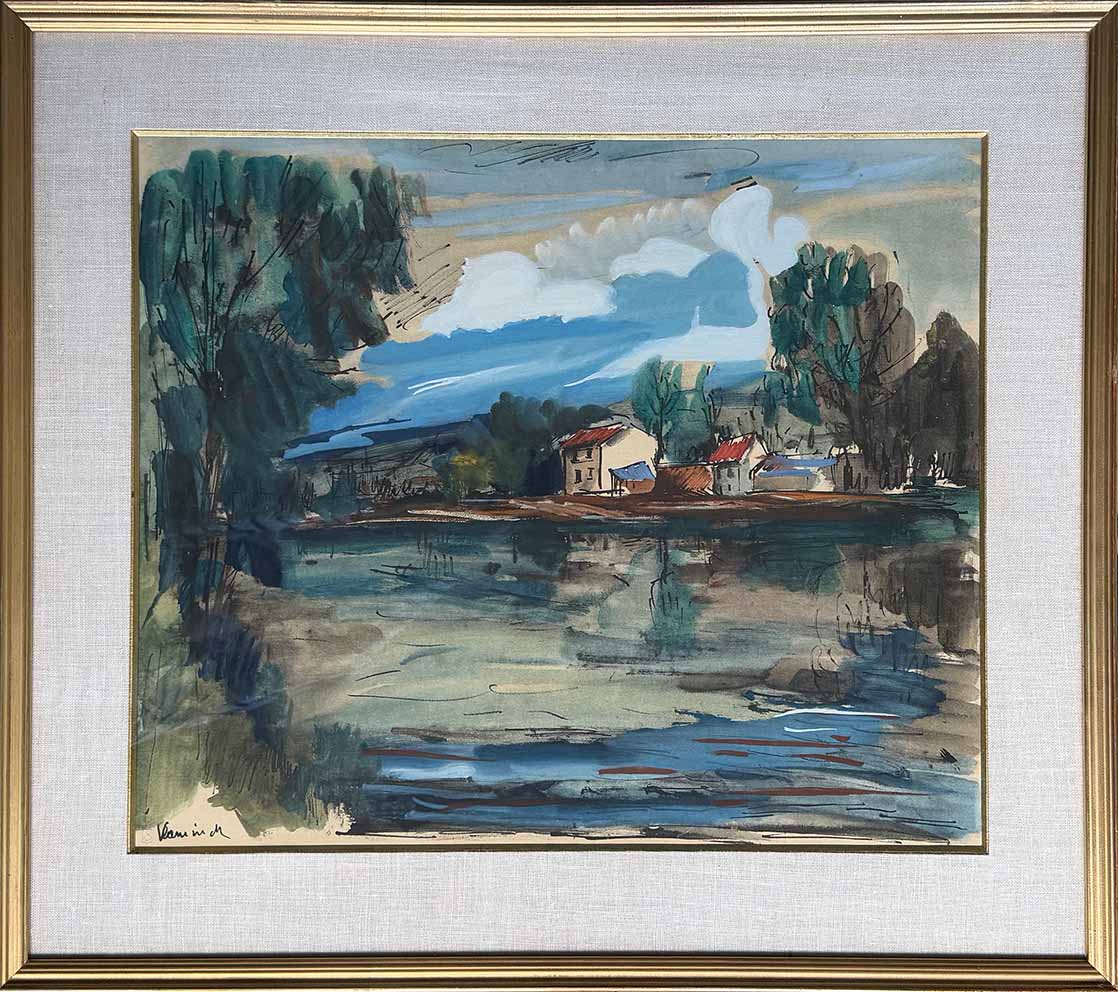 Vlaminck. Bords de l'Oise. Pochoir. Acaht tableau, achat art moderne, achat paysage