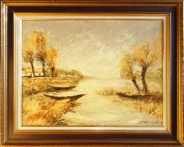 Aimé André Steinlen. Trois barques. Achat tableau, achat art, décoration