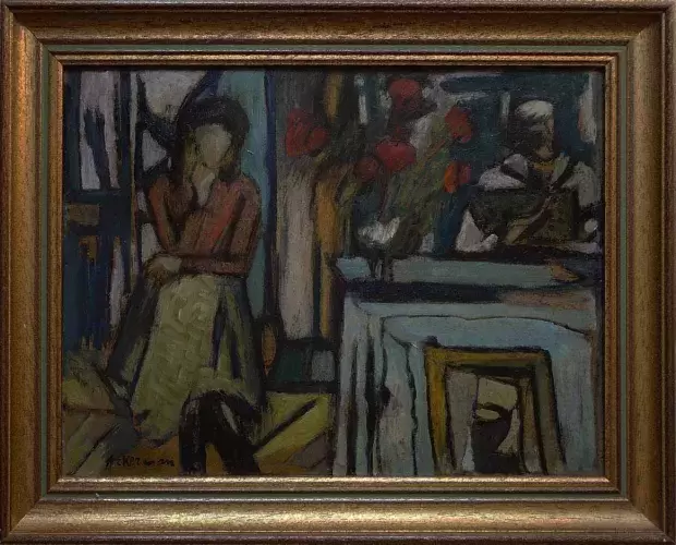 Paul Ackerman. Femme dans un bar. Achat art. Achat tableau. Achat décoration