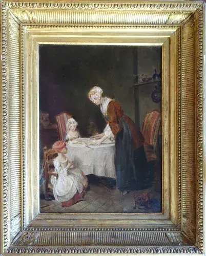 La veillée d'après Chardin. Achat art décoration petit format XIXème
