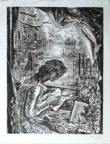Albert Décaris. Allégorie de la poste. Achat gravure, Achat art, décoration achat gravure, achat multiple