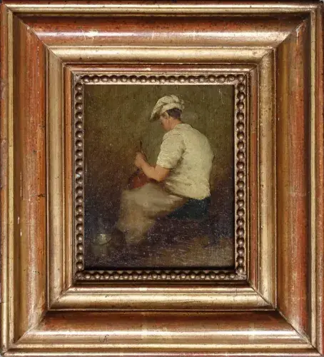 La petit marmiton. Huile sur pannea. Fin du XIXème siècle.