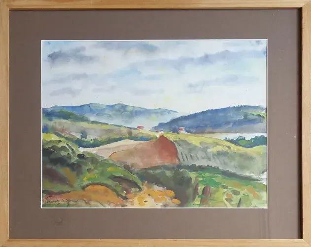 La baie de Saint-Tropez en automne. Aquarelle de Charles Picart Le Doux