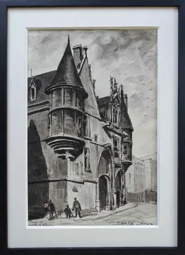achat tableau décoration lavis d'encre Pierre Chaux Hôtel de Sens 1915
