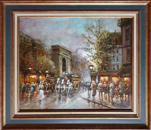 Paris.La porte Saint-Denis à la Belle Epoque. Armand Lecomte.