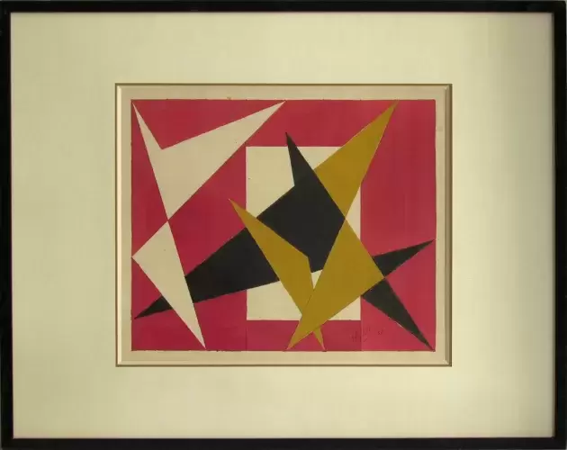 achat tableau peinture Abstraction aux triangles de Melito aquarelle