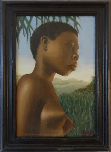 Nu en buste d'une jeune femme antillaise. achat art, achat tableau, décoration