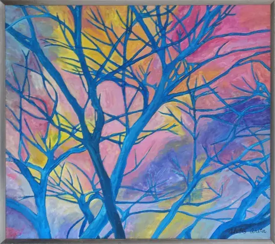 Akiko Arita. Acrylique sur toile. Le arbre 12.