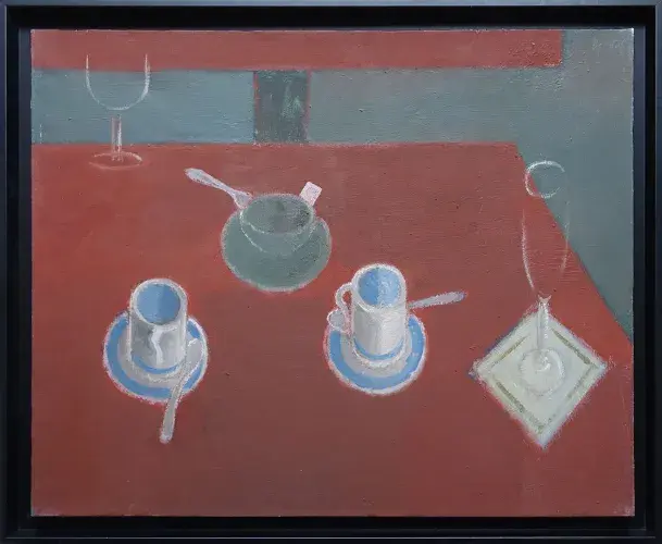Alex Berdal. Au café. Huile sur toile, achat art, achat nature morte, achat tableau,