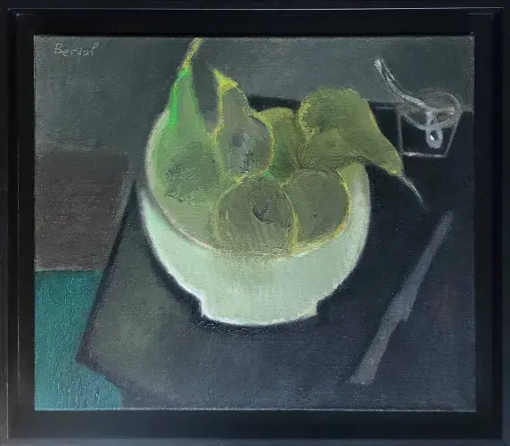 Alex Berdal. La coupe blanche( Les poires). Achat art. Achat peinture.