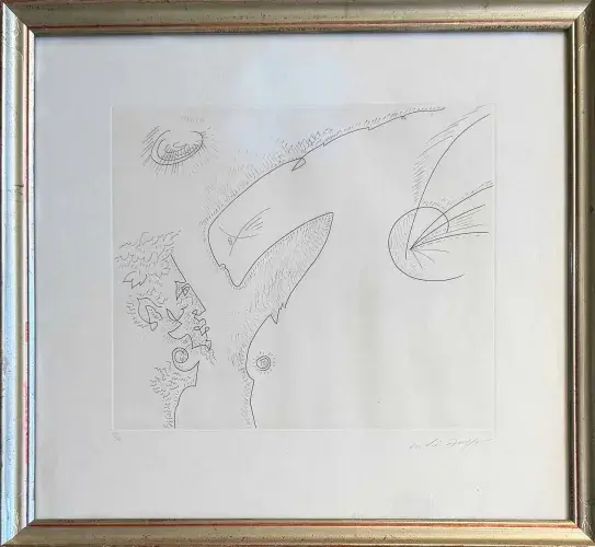 André Masson. La nymphe, le faune et l’astre 1982, eau-forte éditée par Louise Léiris