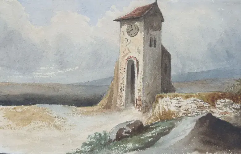achat aquarelle XIX Tour de l'horloge