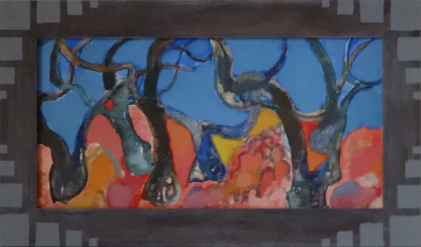 achat tableau peinture Arbres dansants au ciel bleu de Miloje Todorovitch