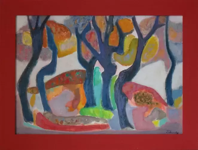 achat tableau peinture Arbres dansants à la colline  de Miloje Todorovitch