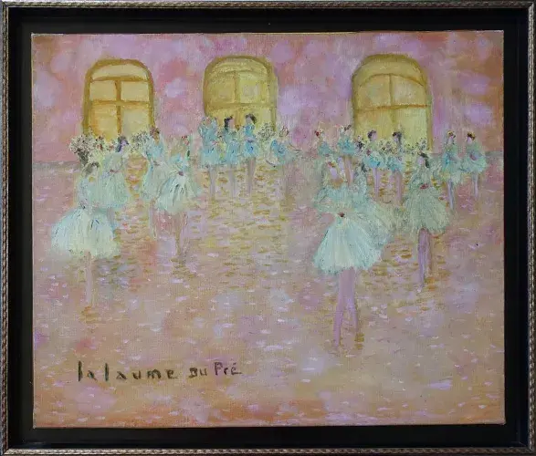 Ballerines huile sur toile de Lalaume-Dupré. Pointillisme. Achat art moderne décoration