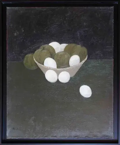 Alex Berdal. Le panier aux oeufs. Huile sur toile. Achat tableau, achat art