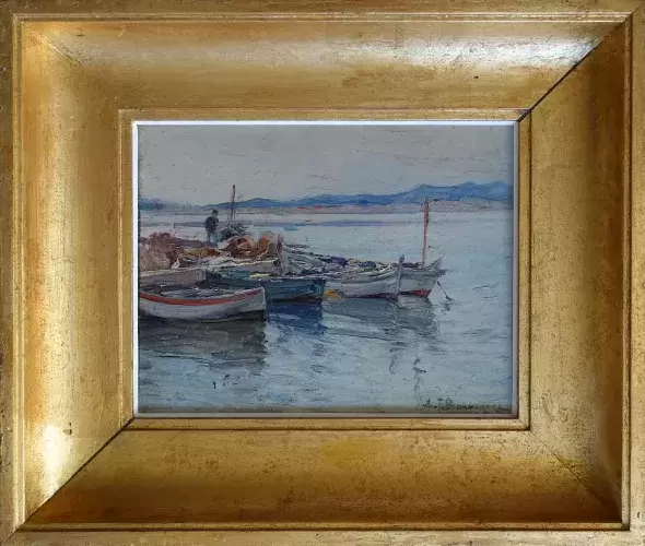 Bonnardel. Préparatifs pour la pêche Tableau peinture achat art moderne 