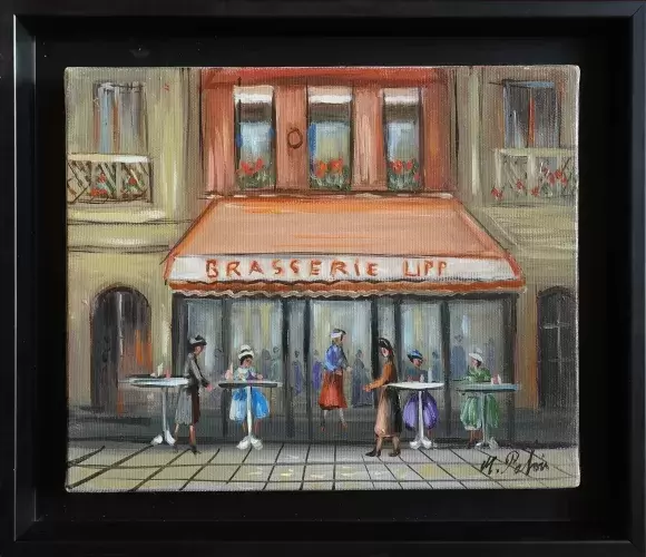 Michel pabois. Huile sur toile. La Brasserie Lipp. Achat tableau décoration
