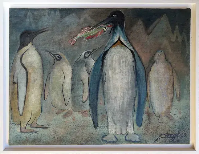 Les pingouins de'Auguste Clergé Londres zoo achat tableau décoration