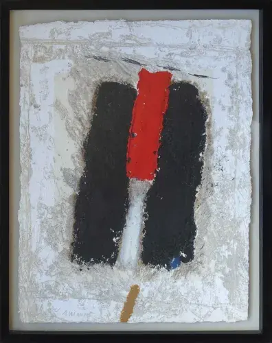James Coignard. La faille : rouge + bleu. Gravure au carburundum.