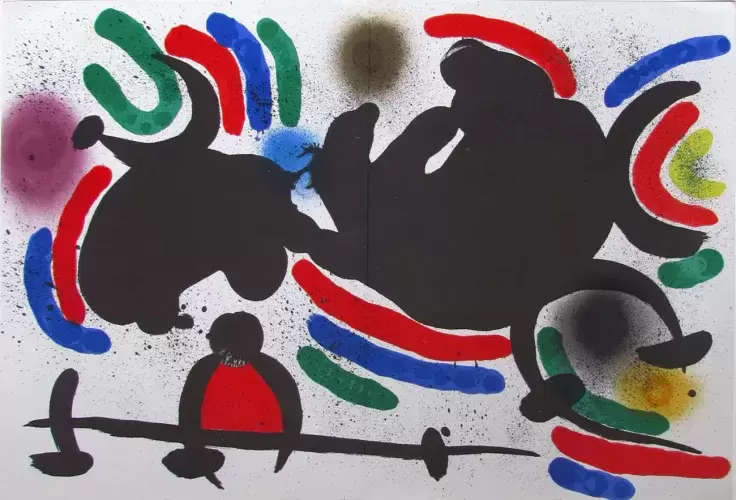 achat tableau Miro Composition abstraite d'après Joan Miro lithographie