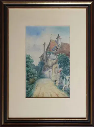 Paul Courtot. Saint-Julien-du-Sault. Aquarelle. Achat art, achat tableau, décoration