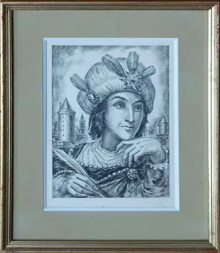Gravure Decaris,écrivain,achat,tableau,décoration