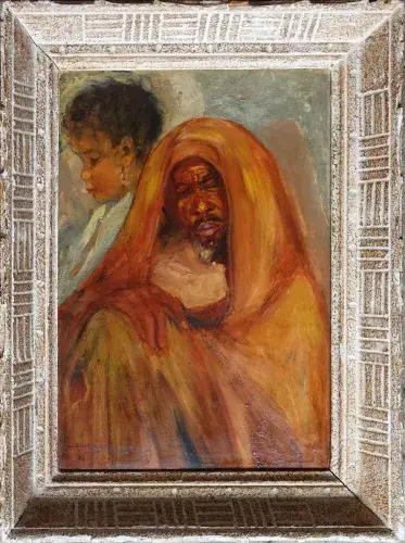 Dick Jansen, Berbère marocain et sa fille, achat art, tableaux, décoration