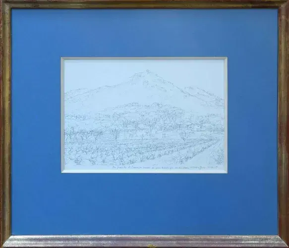 Michel Ciry. Encre. Paysage de Provence tableau achat décoration