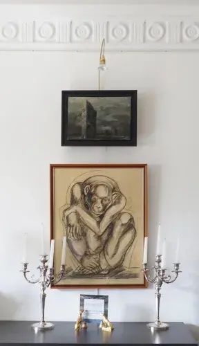 Etiennette Johan. Chimpanzé. Dessin aux trois crayons,achat art