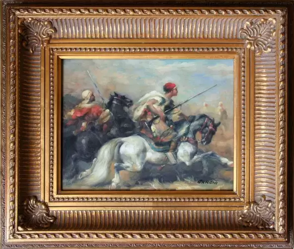 achat tableau peinture décoration fantasia de garcia cavaliers du désert
