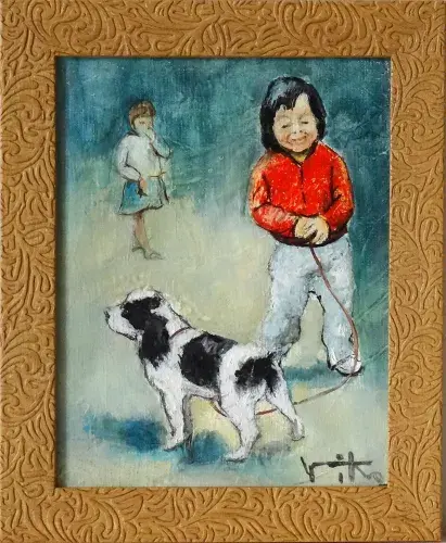 achat tableau Gosse et chien de Viko
