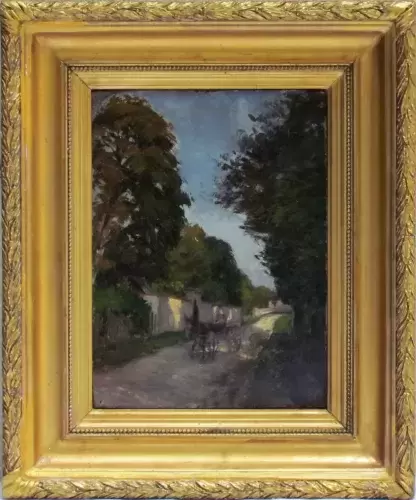 achat tableau peinture huile carriole sur le chemin de Clément Quinton