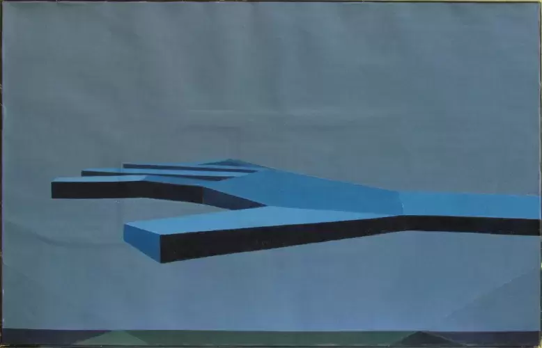 Huile sur toile La main bleue d'Andrée Pollier Achat tableau peinture
